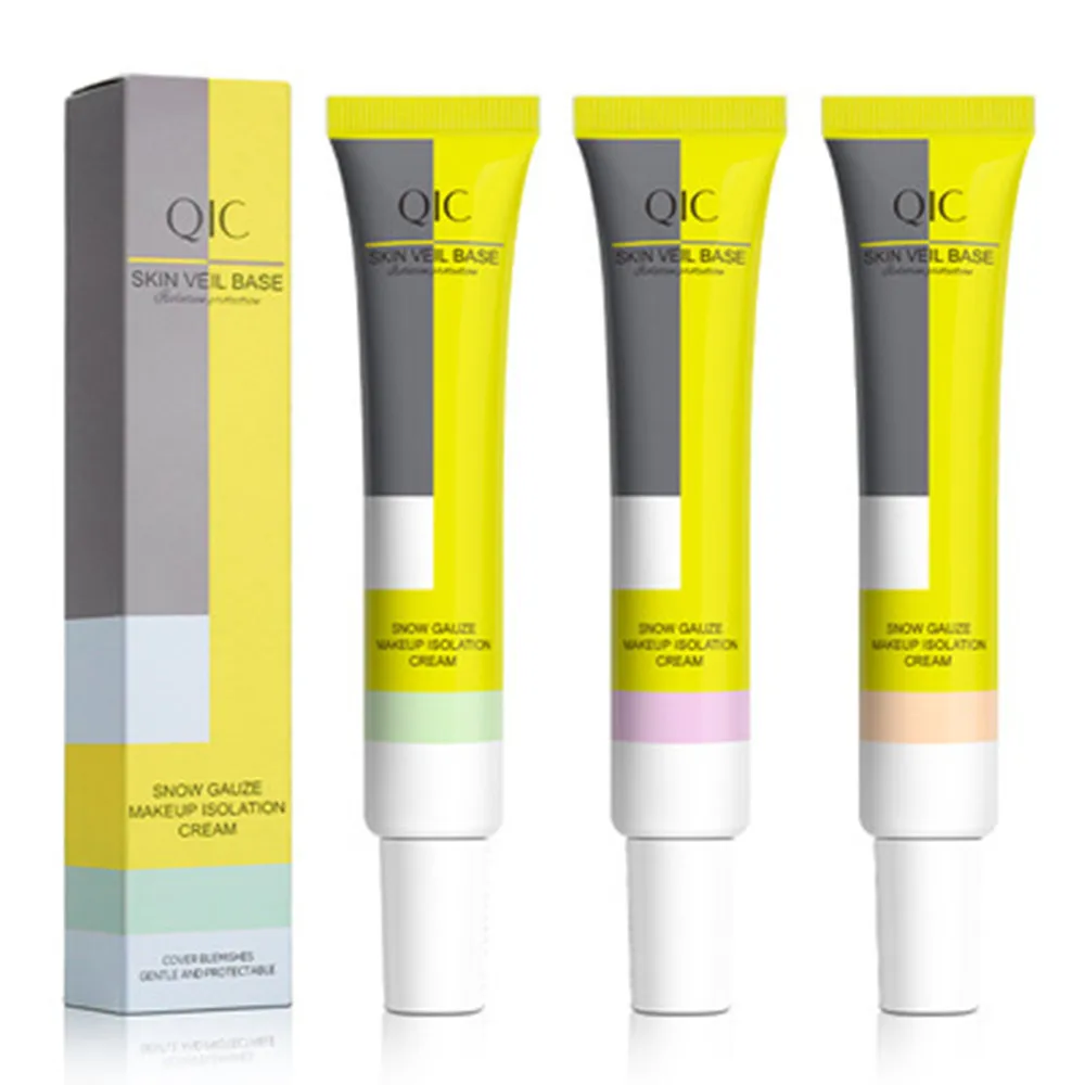 QIC – Base de maquillage pour le visage, crème primaire, pores invisibles, lumière, sans huile, bleu, rose, correcteur, finition, fond de teint, cosmétiques