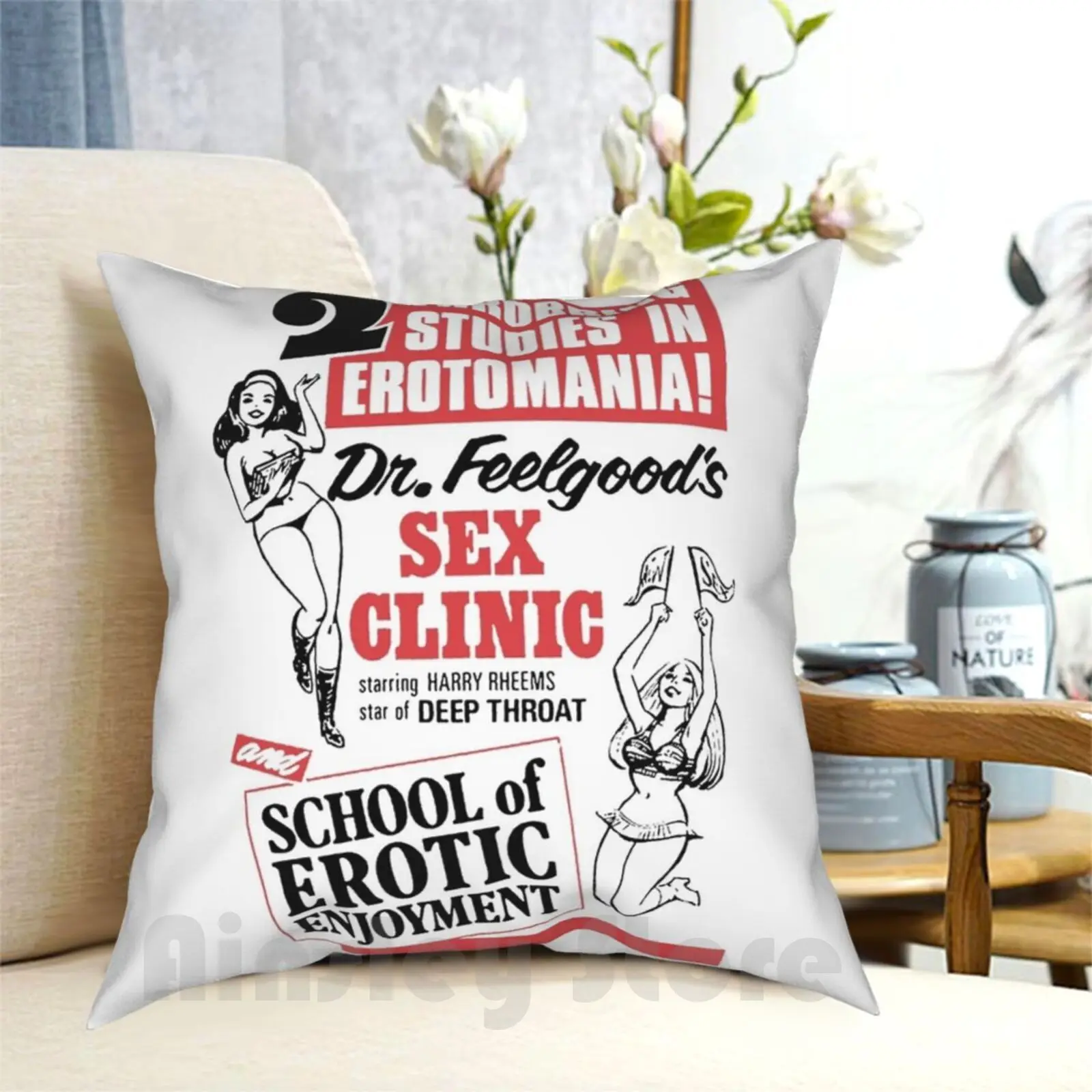 Dr. Feelgood Pillow Case Printed Home Soft Throw Pillow Vintage Retro Vintage Movies Retro Moives B Movies Grindhouse