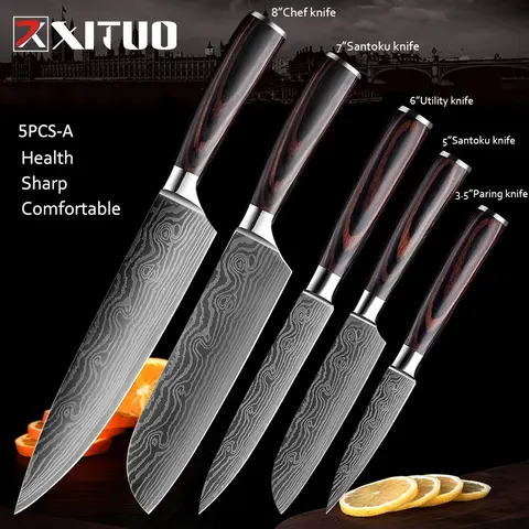 Chef Santoku Damascus Pattern Knife xituo