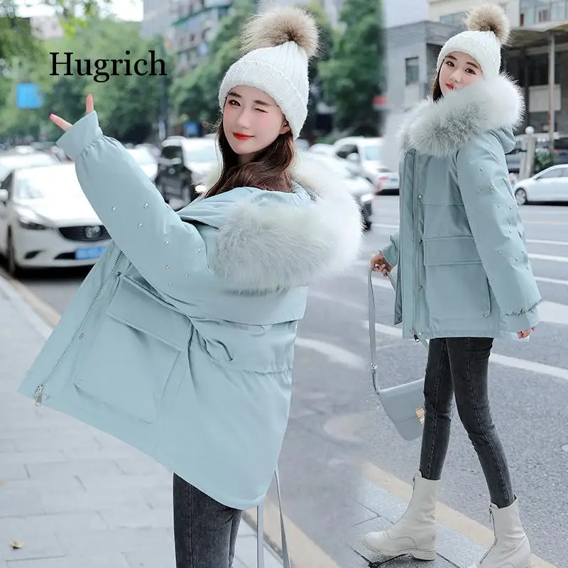 Women Winter Parkas 2020 New Thicker Fashion Fur Collar Hooded Warm Cotton Coat Jacke