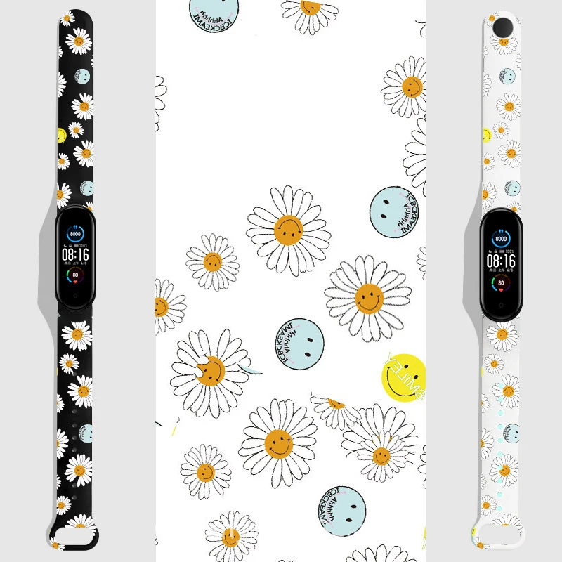 Strap For Xiaomi Mi Band 4 3 5 6 watch band Creative graffiti style Silicone bracelet replacement remix of mi band 4 mi band 6