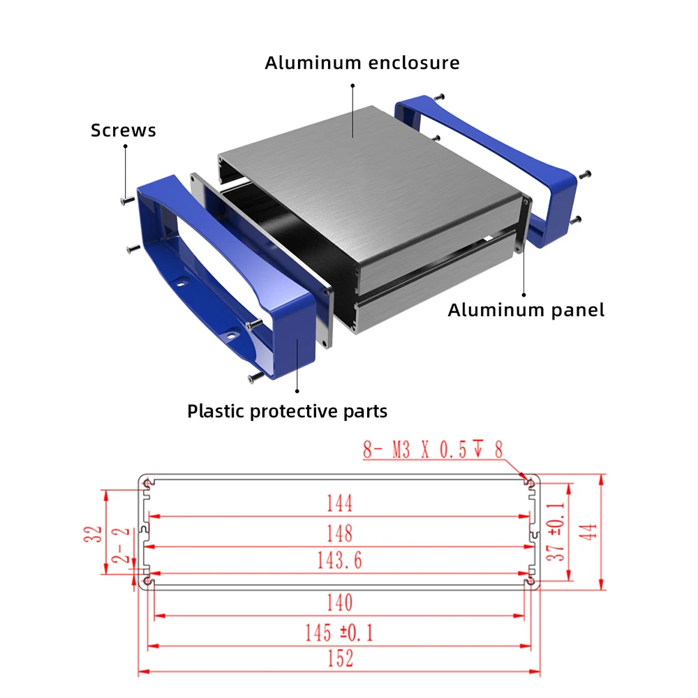 Cnc Extrusion Profile Customization Extruded Case For Electronics Aluminum Profiles Enclosure K09 152*44mm