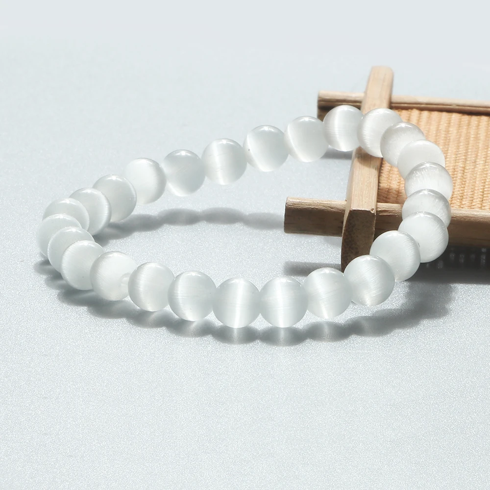 Bracciale in pietra naturale con occhio di gatto, braccialetti con perline opale da donna, braccialetti elasticizzati multicolori, gioielli da polso per yoga da uomo, regali per amici