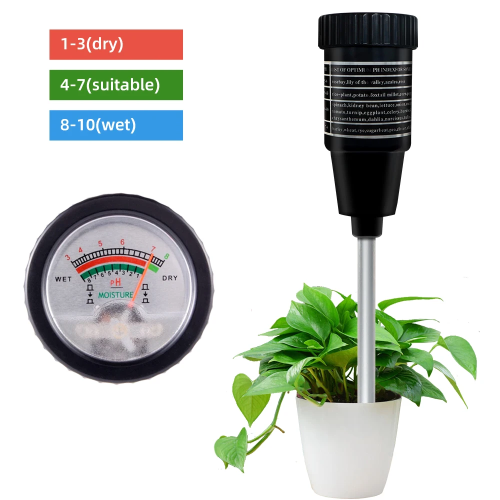 

Soil pH & Moisture Tester Meter with 295mm Long Electrode Probe Waterproof Soil Tester Kit Tools for Garden Plants Flower