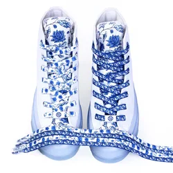 Chinese Style Blue and White Porcelain Shoelaces Casual Sport Sneakers Flat Shoe Laces Unisex Shoe Accessories