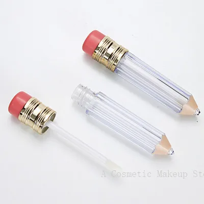 Pink  5ml Plastic Clear Empty Pencil Lip Gloss Tube Cosmetic Red Lipgloss Stick Packaging Container