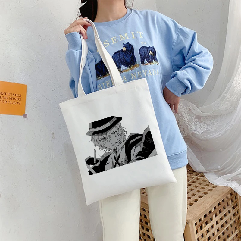 Bungo Stray Dog Anime Cartoon Print Cool Shopper Bag Shopper Black White Women Fashion shopper shoulder bags Tote bag,Drop Ship