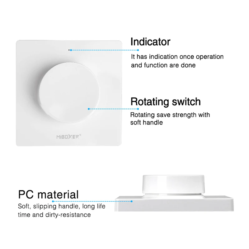 Miboxer K1 Interrupteur Rotatif Panneau Télécommande DC3V Wifi Contrôlable Gradation 2.4GHz Luminosité Couleur Température LED Ampoule