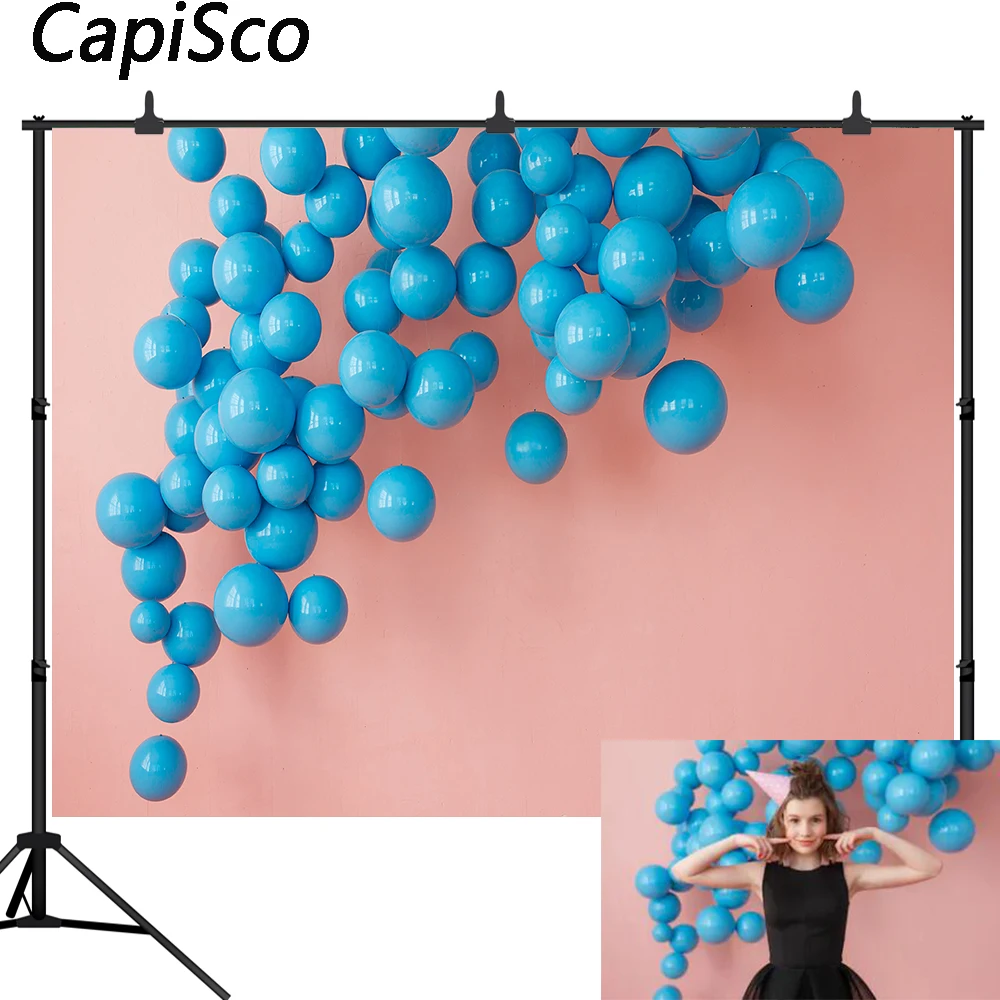 

Capisco Blue Balloon Backdrop Birthday Party Decoration Photography Background Wedding Celebration Photo Shoot Backdrop Props