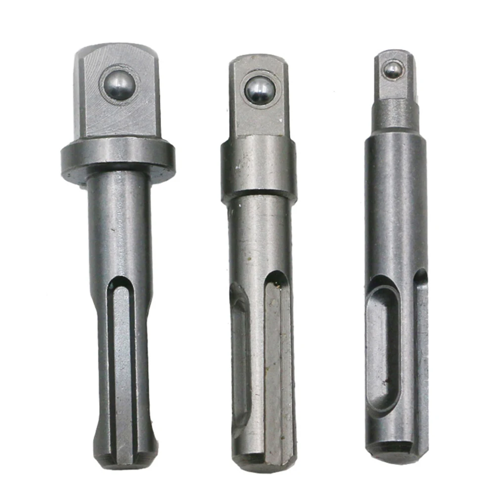 3Pcs SDS 3/8 1/4 1/2inch Connecting Rod Socket Nut Impact Driver Adaptors Drill Bits Hex Shank Converter Hammer Adapter Tools