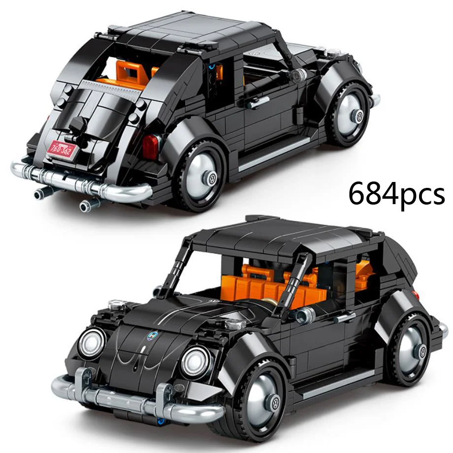 Classic Germany Das Auto Vintage Car Beetles Building Block Model Bricks Pull Back Vehicle Toys Collection For Kids Gifts