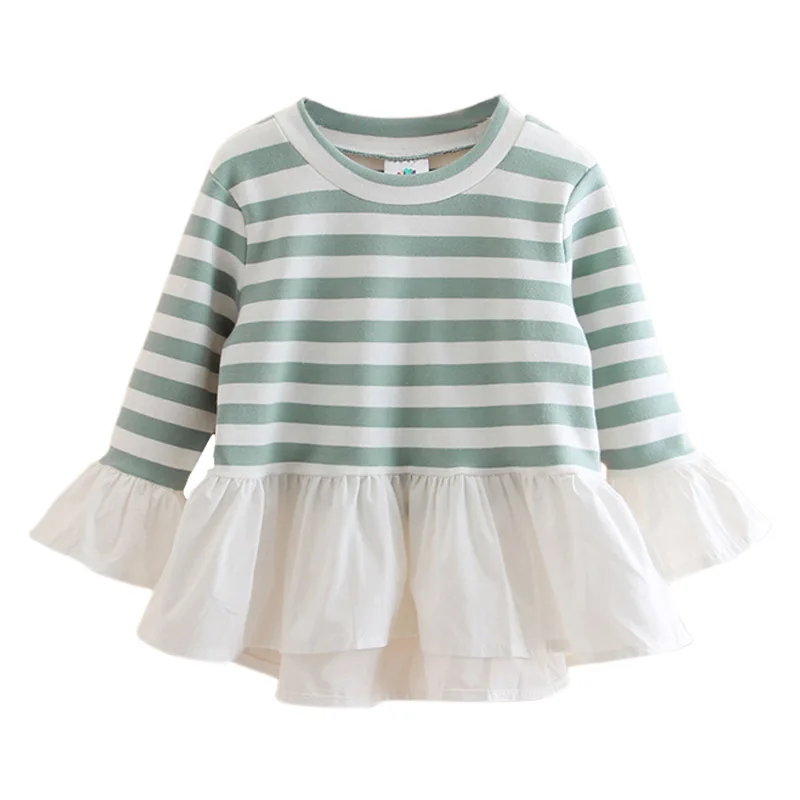 2024 primavera autunno moda 2-6 anni bambini bambini Tees top cotone o-collo a righe Patchwork manica lunga t-shirt per neonate