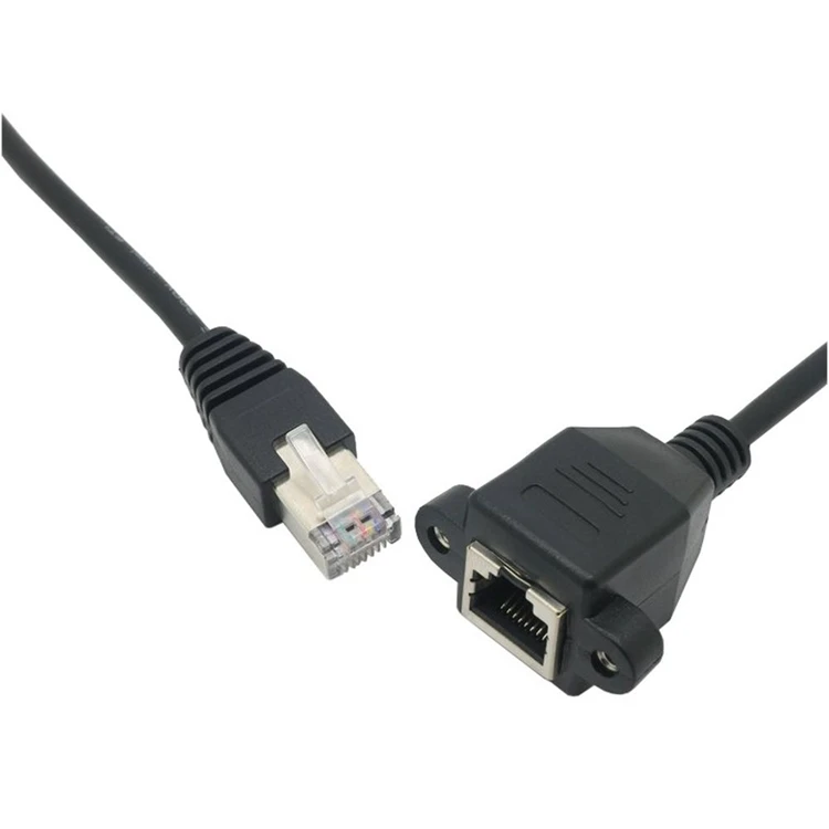 Hohe Qualität 30-150cm 8Pin RJ45 Kabel Männlich zu Weiblich Schraube Panel Montieren Ethernet LAN Netzwerk 8 Pin verlängerung K