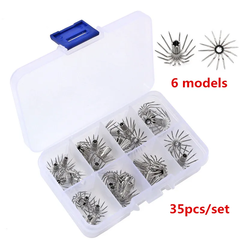 6 Models 35pcs/set Octopus Squid Lures Jig 12-14 Needles Hook Lure Squid Stainless Steel Umbrella Hooks Cuttlefish Accessories