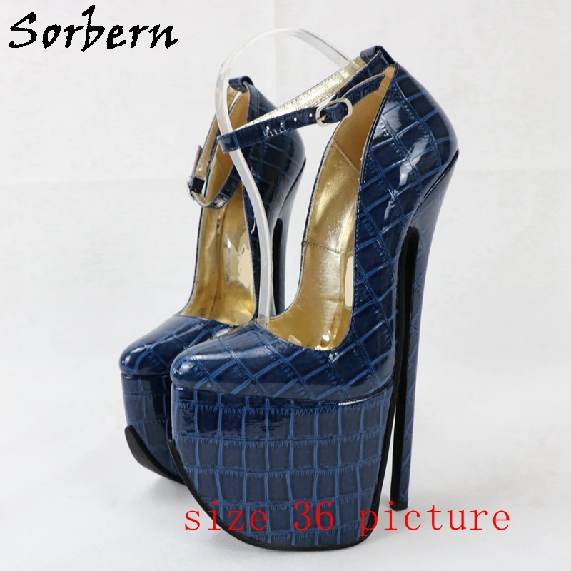 Sorbern Shiny Crocodile Women Pump Shoes 9.5 pollici 24cm scarpe con plateau tacco alto Sissy Boy Fetish altezza personalizzata fino a 40cm