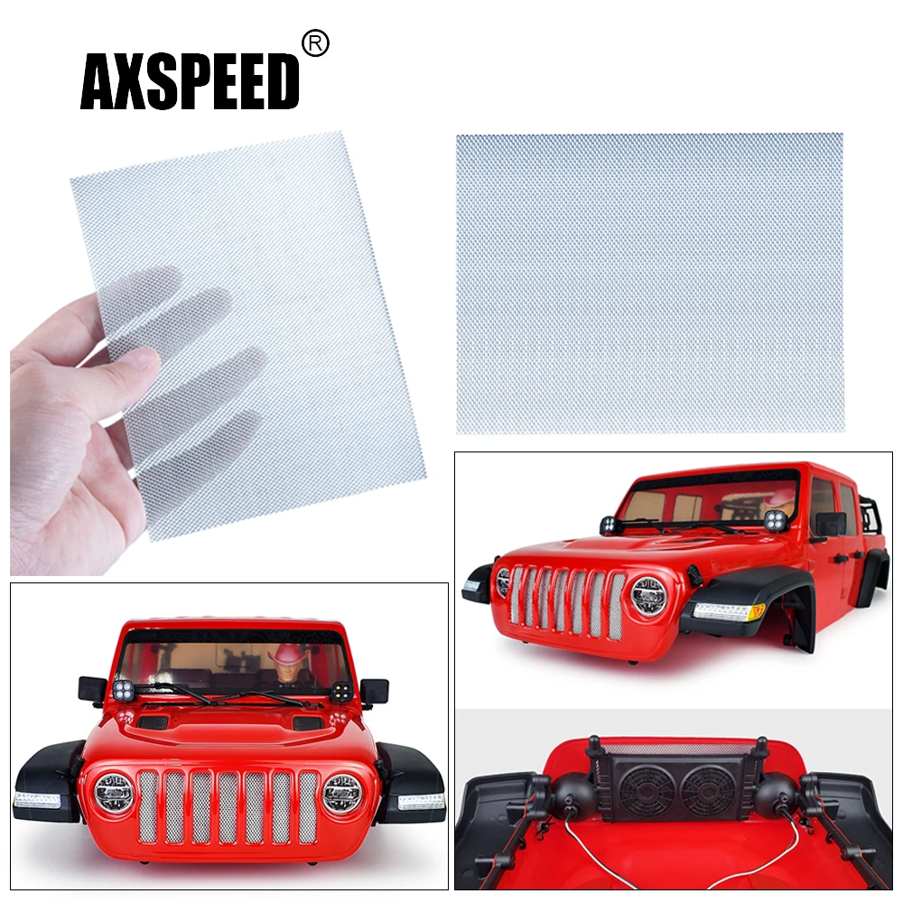 AXSPEED Stainless Steel Front Hood Grille Radiator Mesh for Axial SCX10 Jeep Wrangler 1/10 RC Crawler Car Parts Accessories