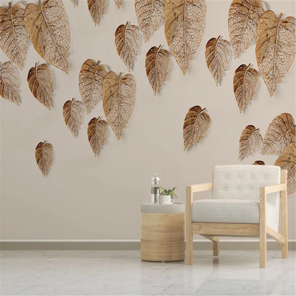 

Milofi custom 3D printing wallpaper mural modern minimalist golden leaves home decoration living room bedroom background wall