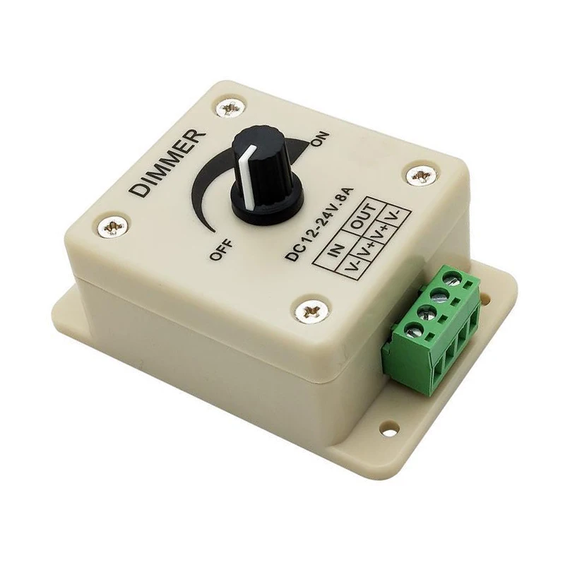 LED Dimmer Switch DC12V/24V 8A Adjustable Brightness LED Strip Driver Single Color Light Adjustable Brightness Controller