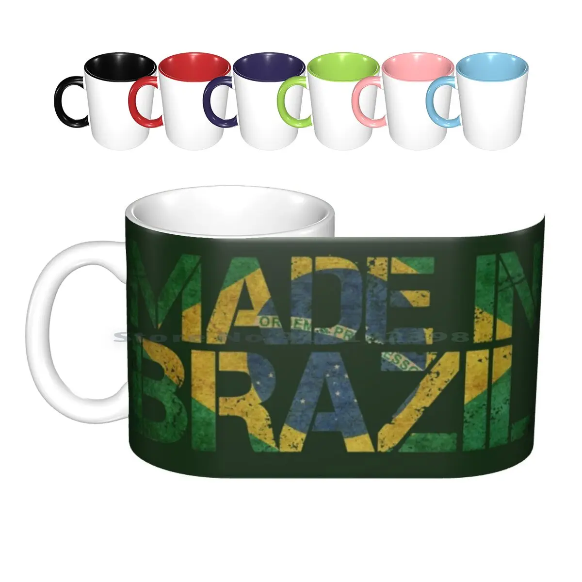 Brazil Brazilian Flag Ceramic Mugs Coffee Cups Milk Tea Mug Flag Flags Nation Patriotic Patriotism Country World National Flag