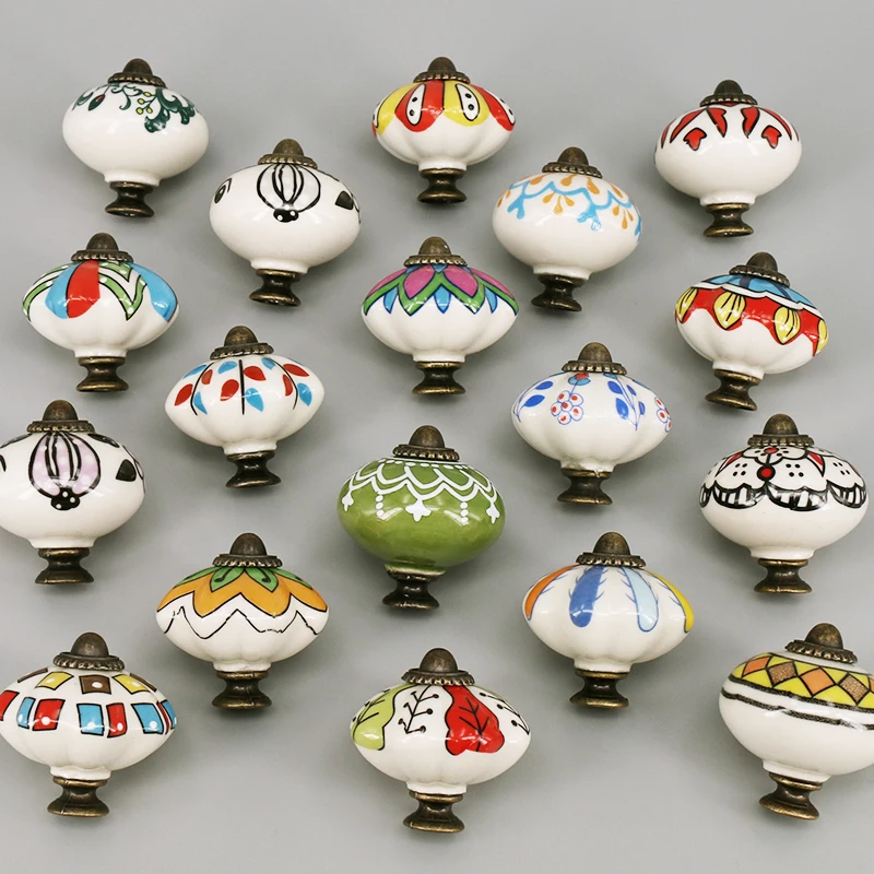 1x Multicolor Ceramic Door Knobs Handmade Kitchen Cabinet Drawer Knobs Hardware Decorative Wardrobe Handles