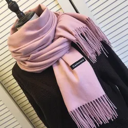 Lenço monocromático de caxemira feminino, marca de luxo, xale quente e envoltórios, foulard feminino, lenços de cabeça, hijab store, pashmina, inverno, 2023