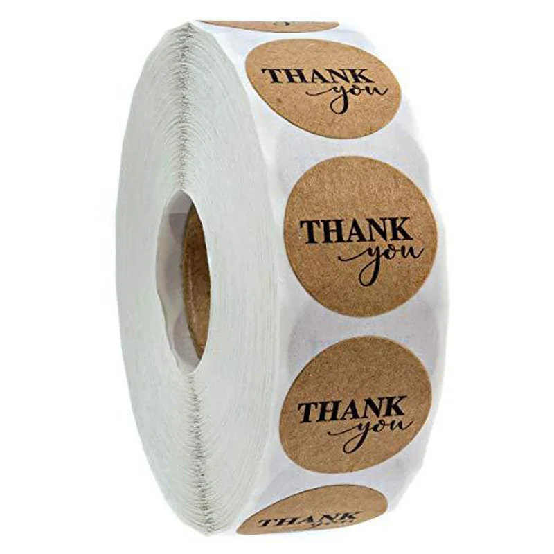 50 Labels per wad Round Natural Kraft Thank You Sticker seal labes Hand Made With Love Sticker Paper Stationery sticker 1 inch