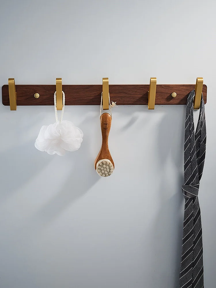 Bathroom Robe Clothe Hook Walnut & Aluminum Nail Punched Wall Mounted Key Hanger Rack/Holder/Shelf Bath Hardware Accessorie