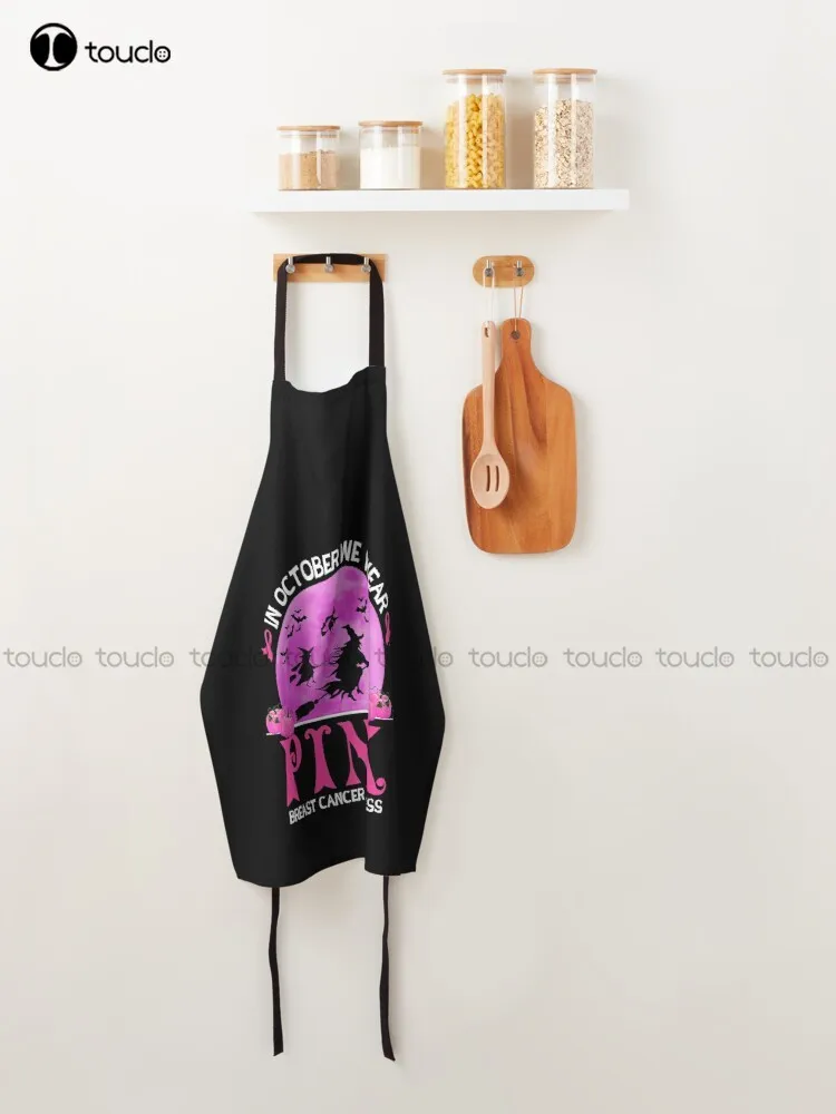 In October We Wear Pink - Breast Cancer Awareness - Halloween Witch Gift Apron women's Apron Custom Cooking Aprons Adult