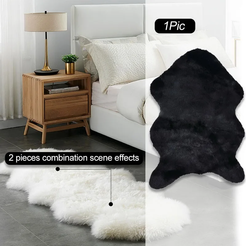 HQ-Tapis en Fourrure de Mouton Artificielle pour Chambre à Coucher et Salon, Faux Polymère Lavable, 1 Pièce