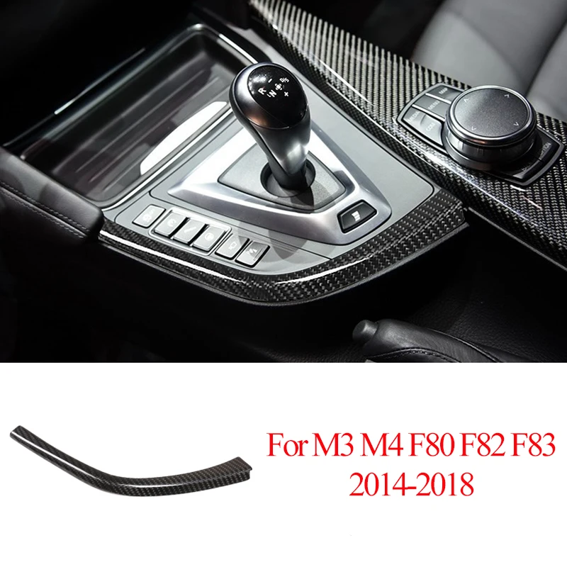 Real Carbon Fiber For BMW F80 F82 F83 M3 M4 2014-2018 LHD Accessories Car Gear Shift L Shape Strips Trim