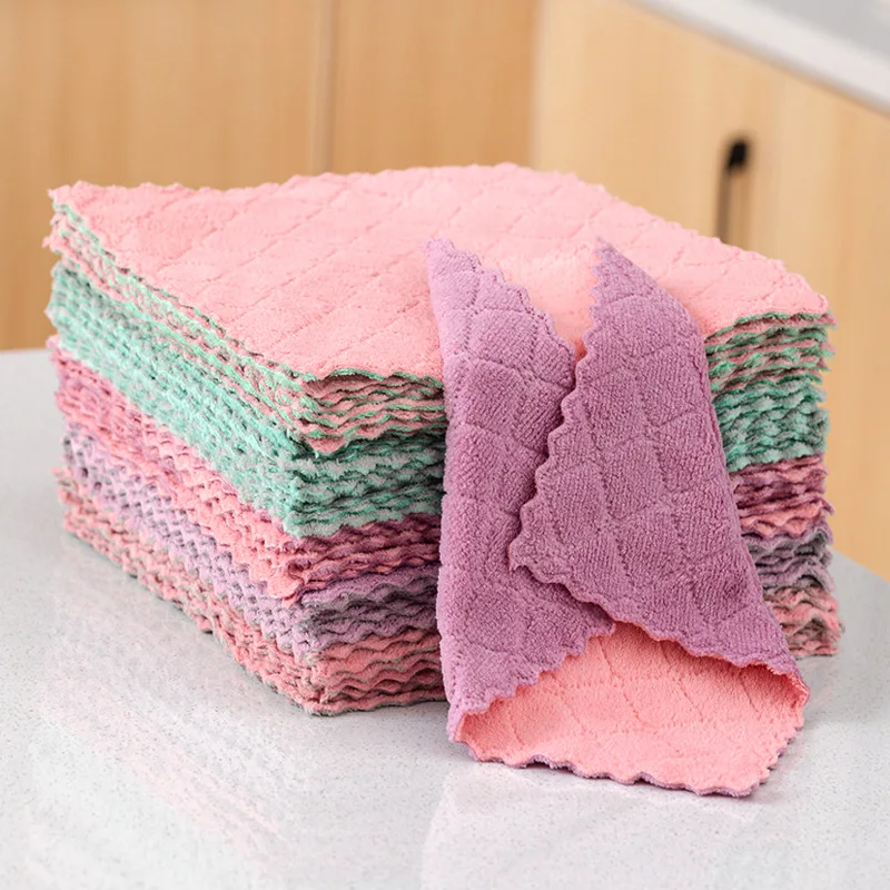 

Absorbent Cleaning Towel Printed Two-Color Double-Sided Kitchen Cleaning Cloth Dish Cloth Fish Scales Scouring Cloth