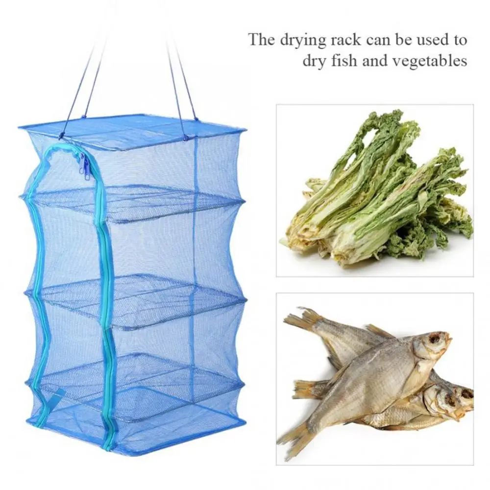 Foldable Multi Layer Drying Rack Fish Vegetables Fruit Herb Hanging Net Dry Cage Fish Hanging Net