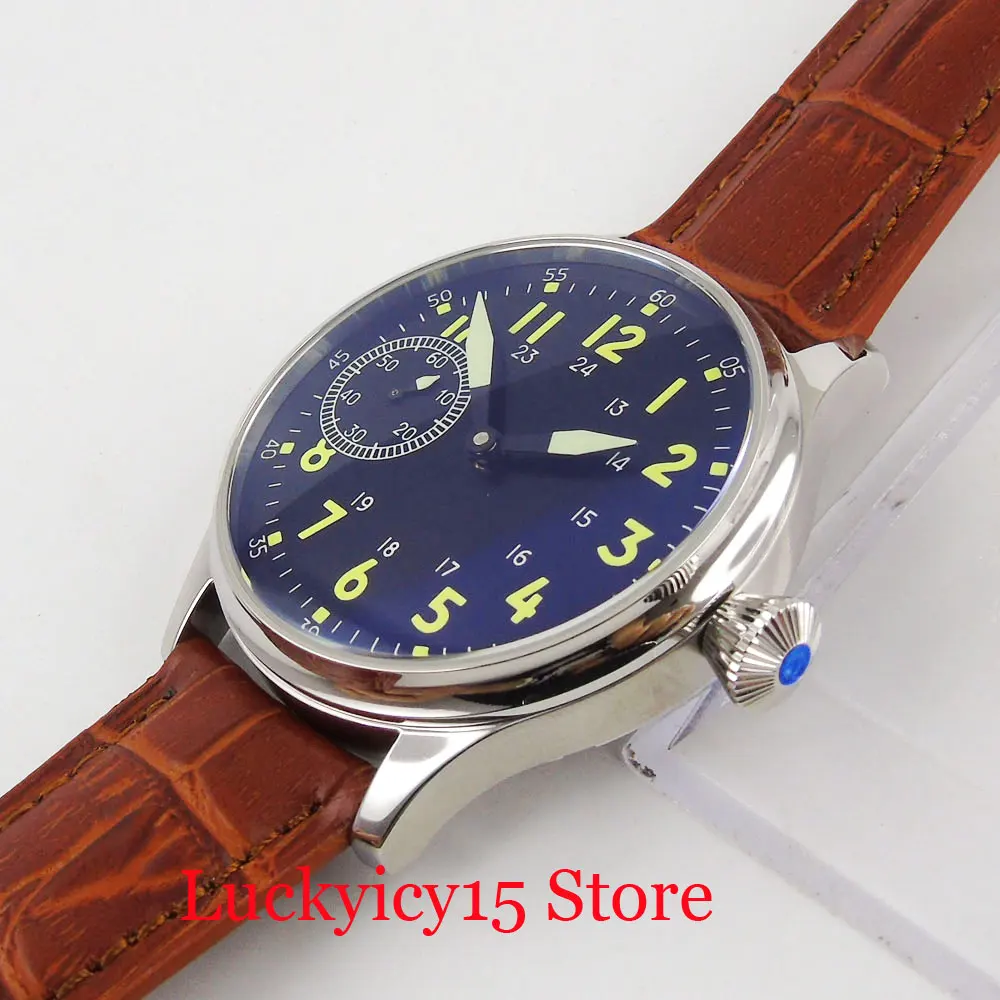 Mechanical Hand Winding Men Watches 6497 Movement Luminous Hand Deployment Clasp 44mm