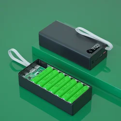 14*18650 배터리 보관 상자 DIY 보조베터리 케이스 듀얼 USB LCD 디스플레이 지원 빠른 및 무선 충전 18650 배터리 홀더 상자