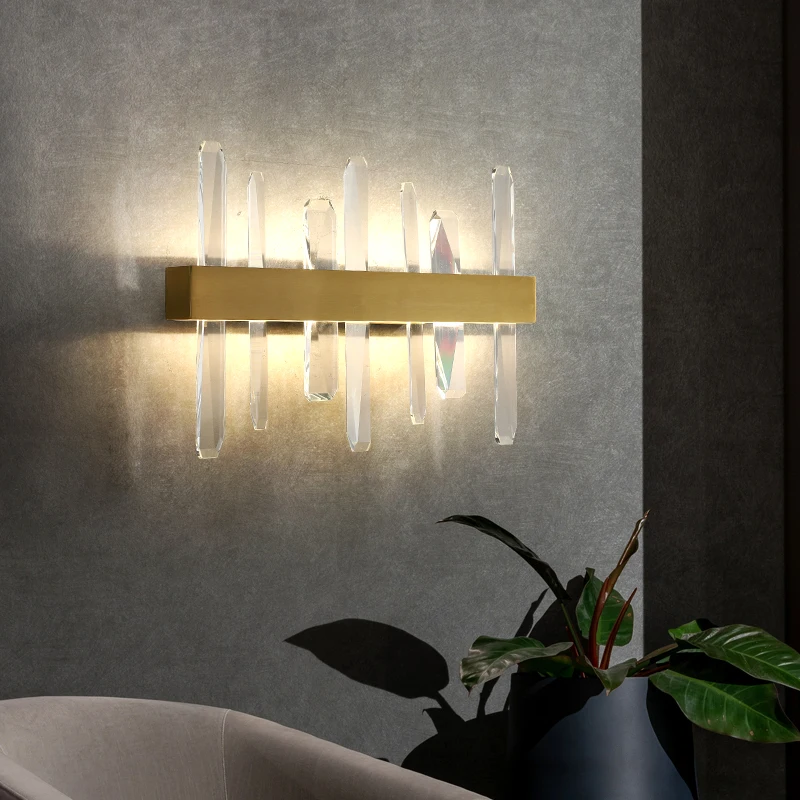 

Manggic Modern Luxury Crystal Wall Light Fixture Bedroom Gold Wall Lamps Bathroom Led Wall Sconce