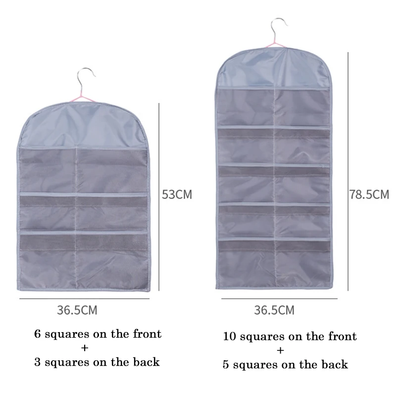 Double-sided Underwear Storage Bag Wardrobe Finishing Bra Underwear Compartment Storage Hanging Bag With Hanger