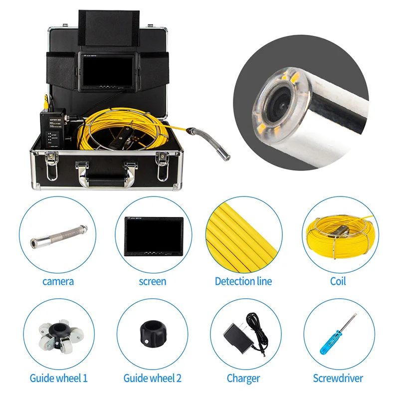 7 Inch Rioolbuis Inspectie Camera Waterdicht IP68 Sanitair Camera Dvr Recorder Pijpleiding Drain Industriële Endoscoop Snake Cam