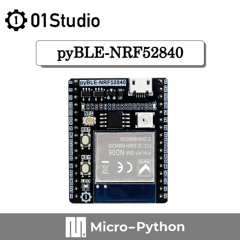 01Studio pyBLE-NRF52840 Bluetooth Module Development Demo Board  Low Power Consumption MicroPython Circuitpython IOT Wireless