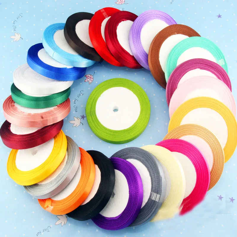 5Yards/Roll  Silk Satin Ribbons Christmas Wedding Decoration Birthday Gift Box Wrapping DIY Handmade Crafts Materials 10 mm