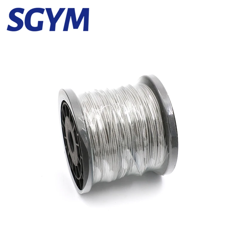 100Meters wire Rope PVC Transparent Coated Cable 304 Stainless Steel rope Clothesline Diameter 0.8mm 1mm 1.5mm 2mm 3mm