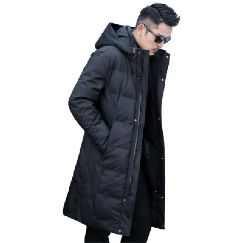 2023 Winter Men Long Down Jacket Hooded High Quality Loose White Duck Down Coat Men Thick Warm Winter Down Parkas Men Snow Coat