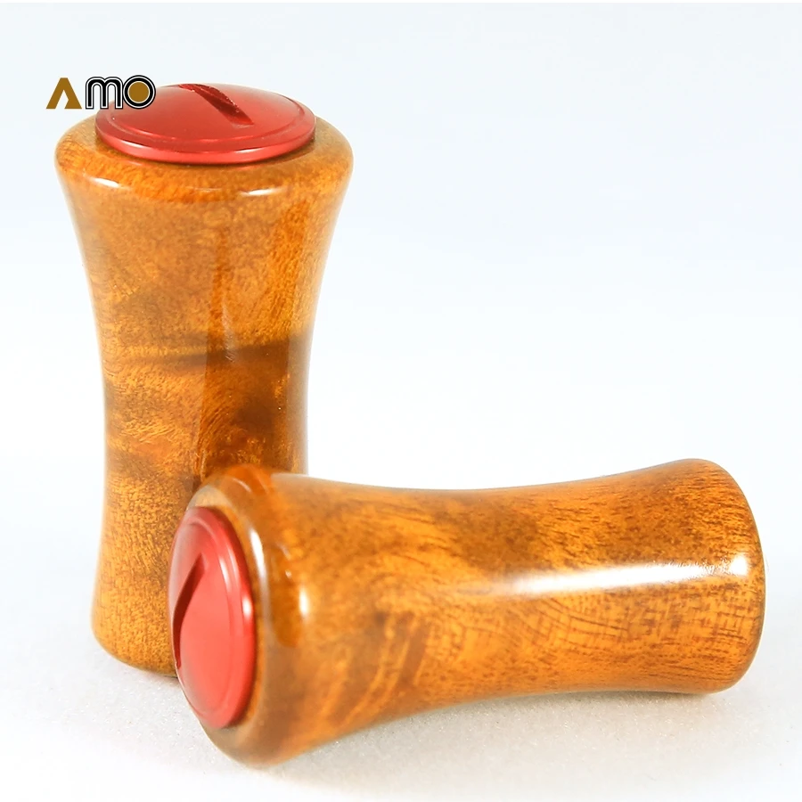 DIY AMO Light wood grip wood knob for AB U Fishing Wheel handle knob for DAI WA/SHI MANO wheel 2PCS Each Set