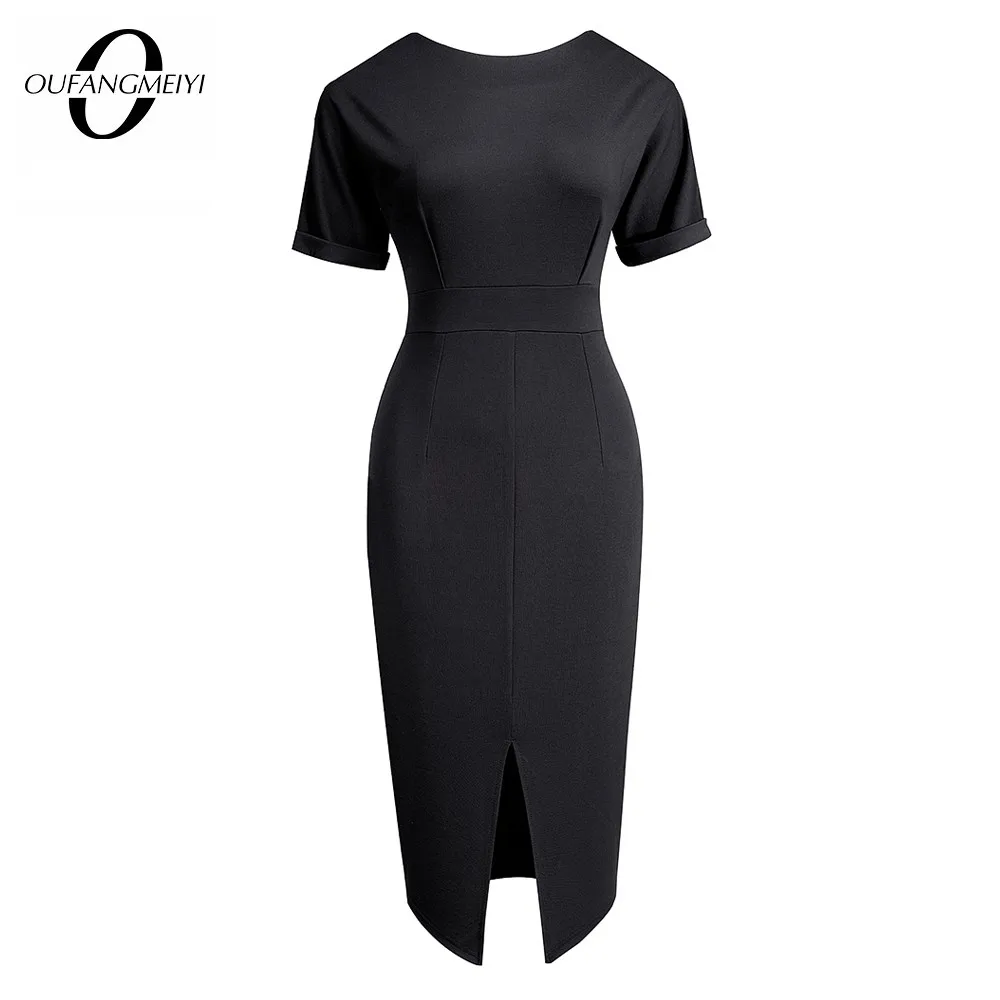 

Summer Women Classy Solid Color Short Dresses Elegant Business Office Pencil Dress EB641