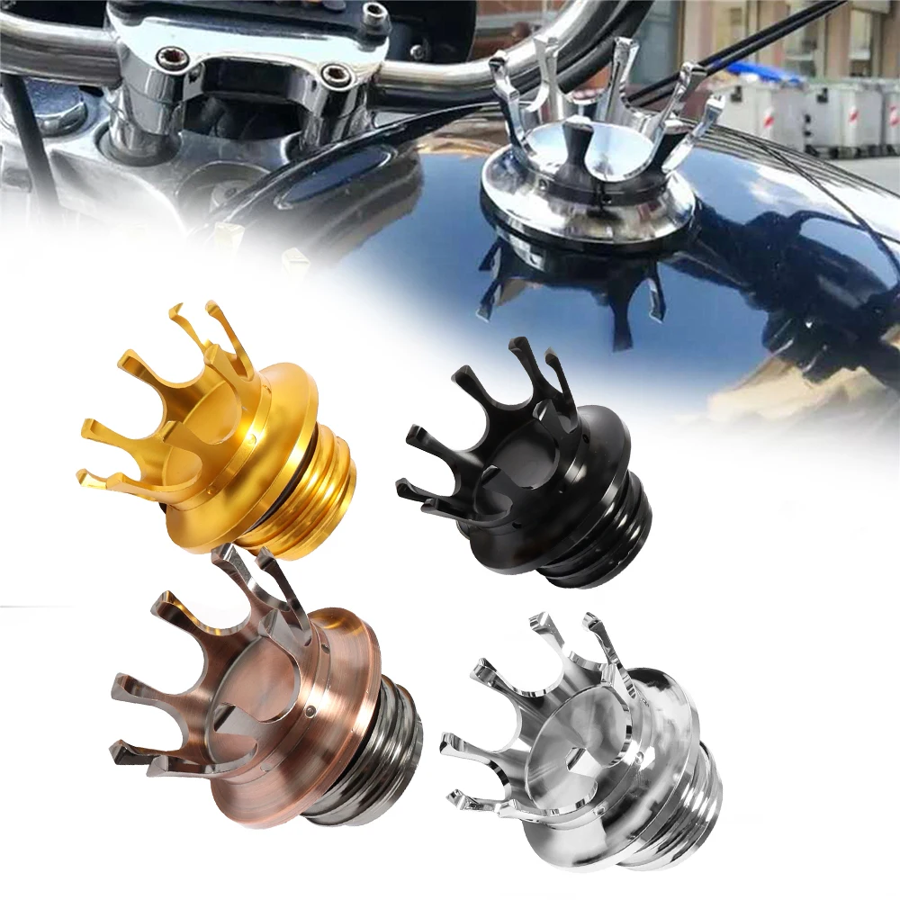 

Motorcycle Crown Style Vented Fuel Gas Tank Cap Right-hand Thread Decorative Oil Cap For Harley Softail Touring Dyna Sportster