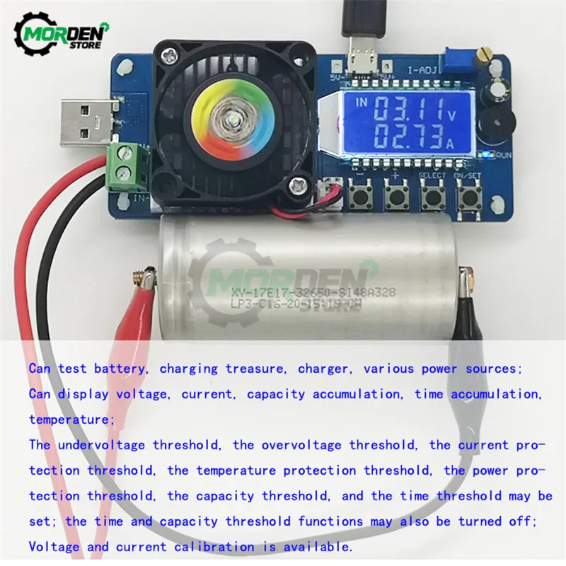 New USB Voltmeter Ammeter Adjustable Electronic Load Tester LED Battery Capacity Power Supply 4A/5A 25W/35W Detector Monitor