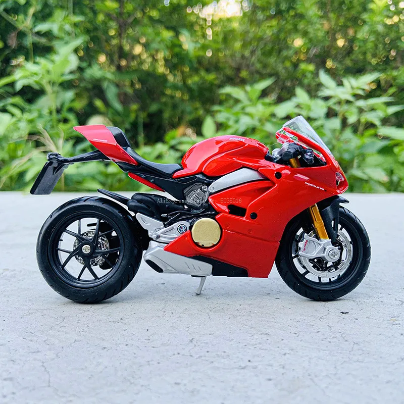 Bburago 1:18 Ducati PANIGALE V4 Alloy Diecast Motorcycle Model Workable Shork-Absorber Toy For Children Gifts Toy Collection