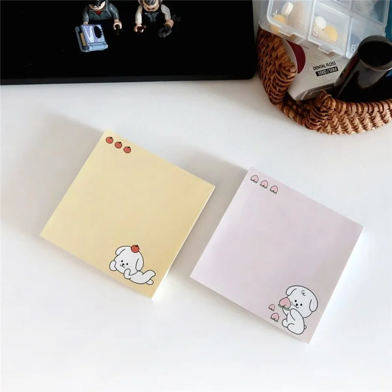 Cartoon Cute Puppy Apple Peach Memo Pad Student Learning Notepad Kawaii Message Paper Kpop Stationery School Supplies 50 Sheets