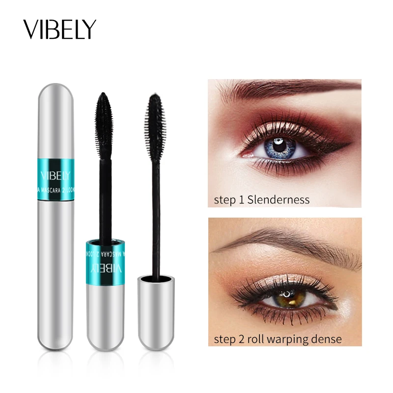 Rimel VIBELY 4D Silk Fiber Wimpern Mascara Wasserdichte Lange Anhaltende Extra Volumen Verlängerung Lash Wimpern Schwarz Mascara Machen-up