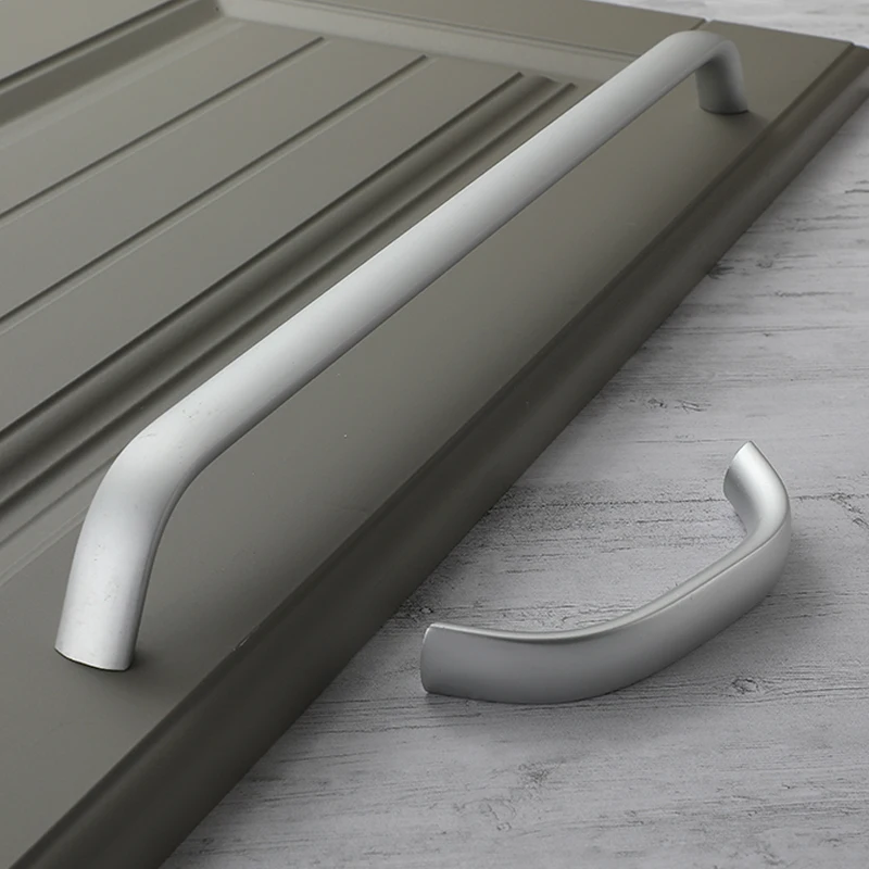 AOBT American Aluminum Kitchen Cabinet Handles Silver Thicken Furniture Pulls Lengthened 96MM-320MM Door Handles Knobs 233