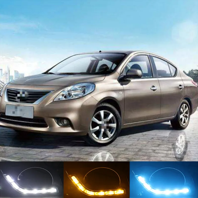 

2pcs For Nissan Almera Latio Sunny Versa 2011 2012 2013 DRL Daytime Running Lights Daylight Fog Head Lamp